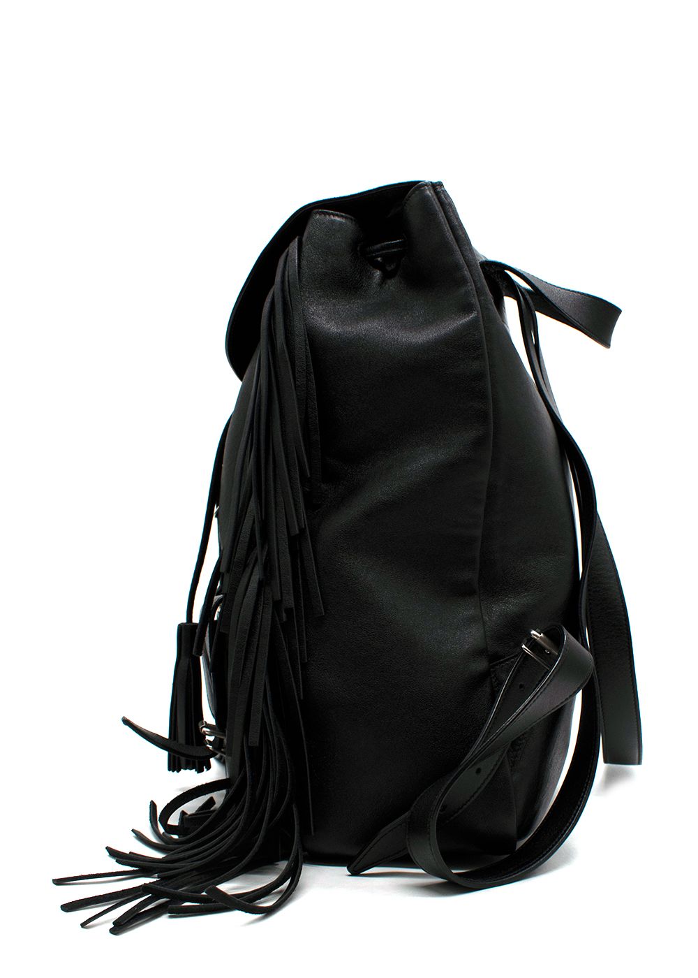 Saint Laurent Black Festival Fringe  Leather Backpack