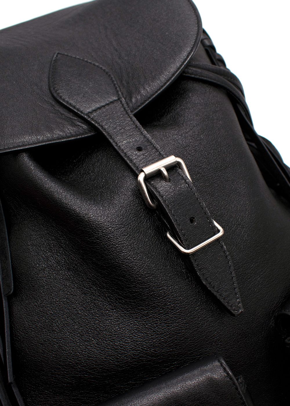 Saint Laurent Black Festival Fringe  Leather Backpack