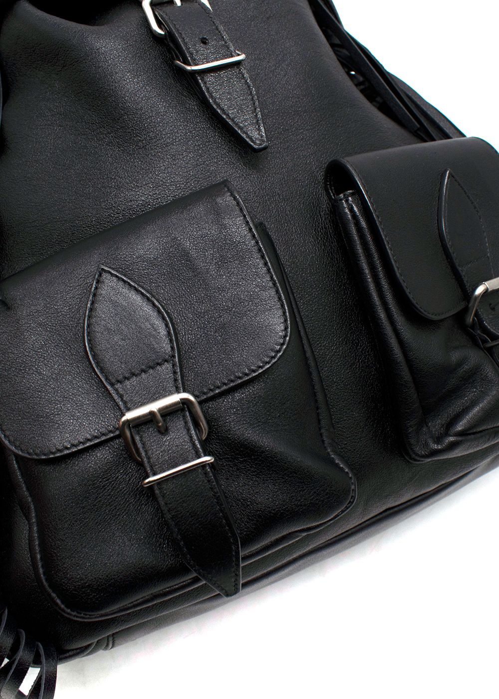 Saint Laurent Black Festival Fringe  Leather Backpack