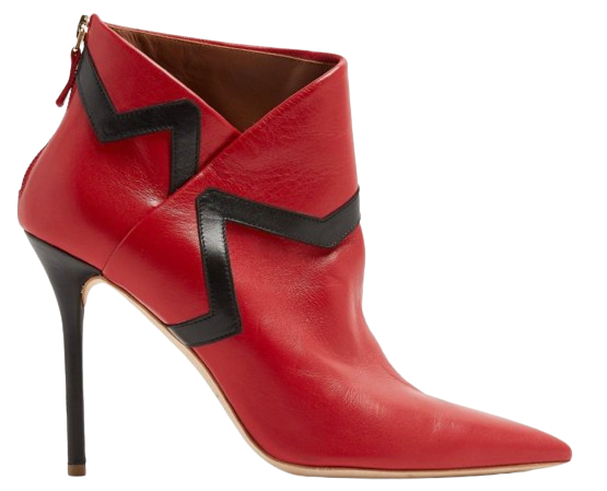 Preowned Malone Souliers Red Amelie Leather Ankle Boots Size 39