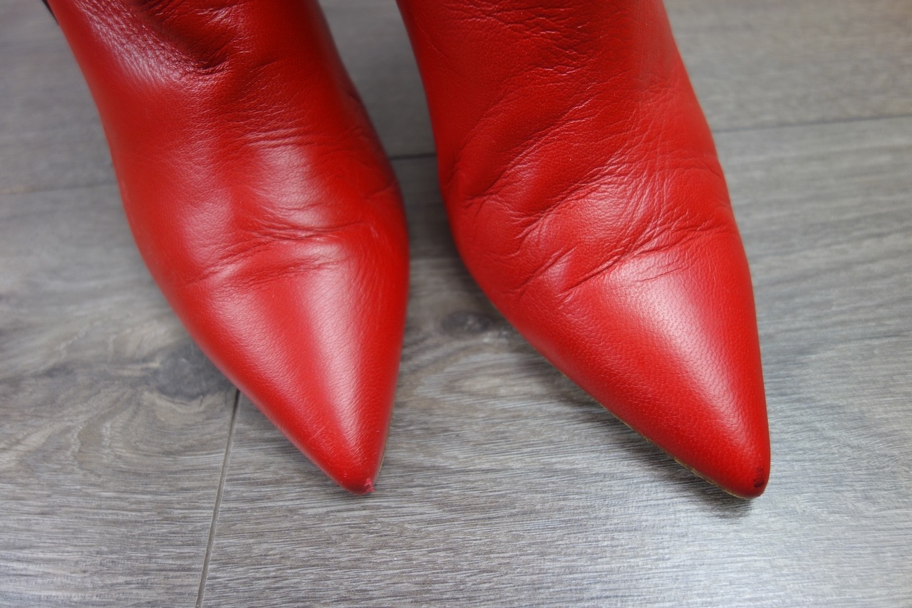 Preowned Malone Souliers Red Amelie Leather Ankle Boots Size 39