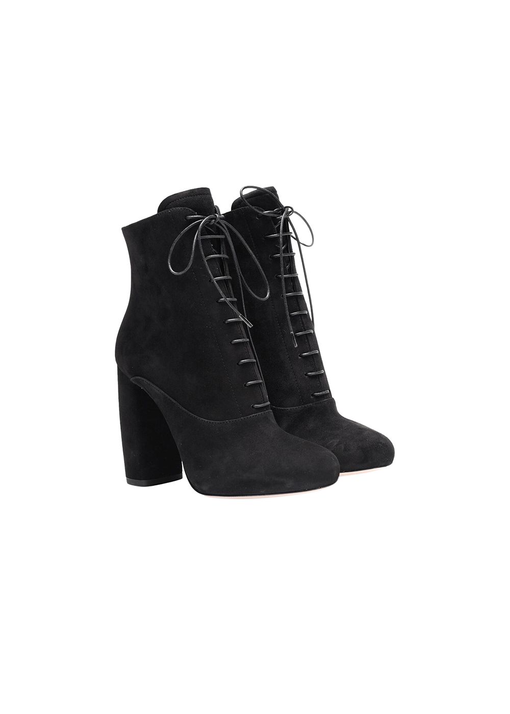 Preowned Miu Miu Black Suede Lace-Up Ankle Boots Size 37