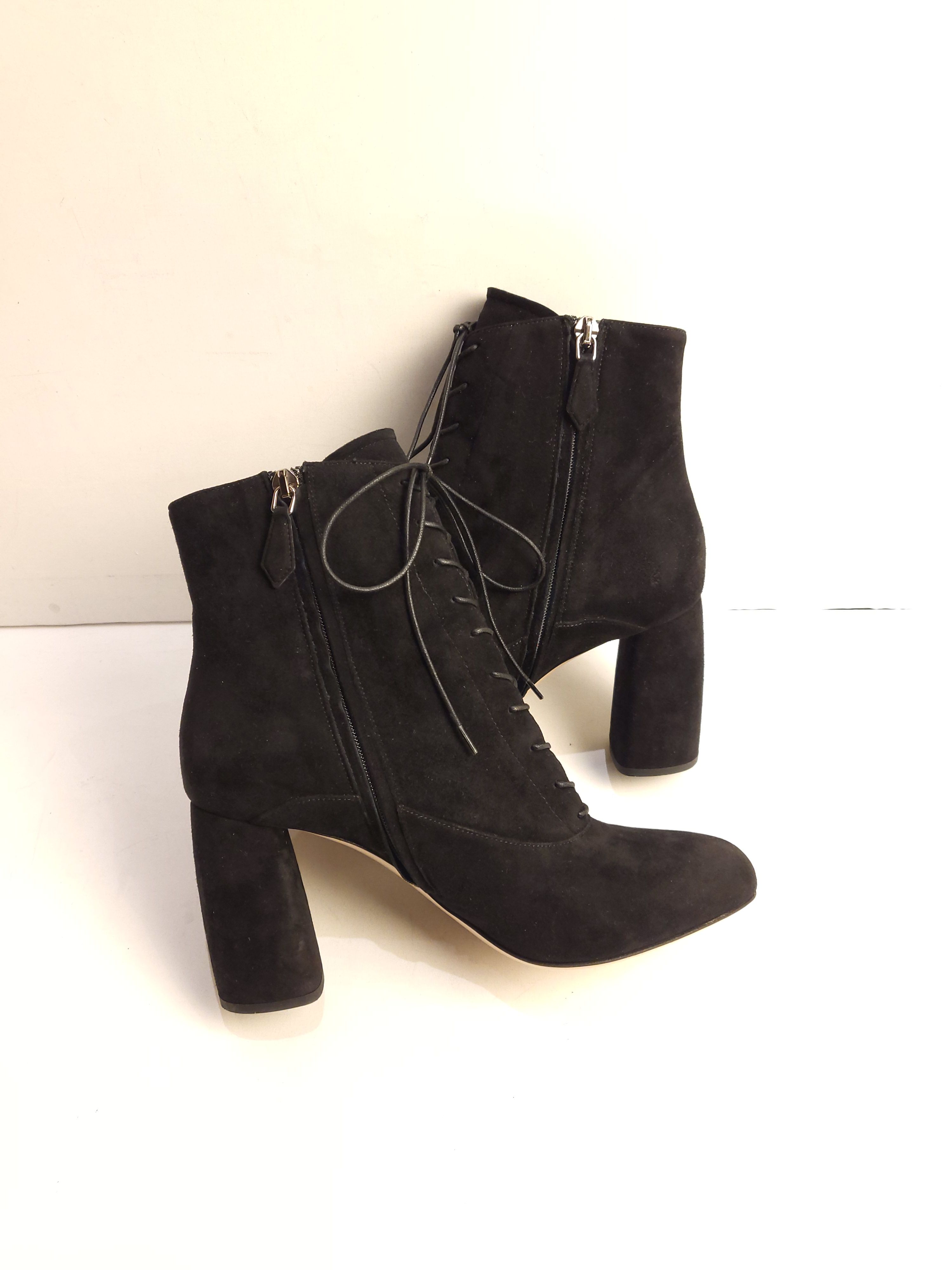 Preowned Miu Miu Black Suede Lace-Up Ankle Boots Size 37