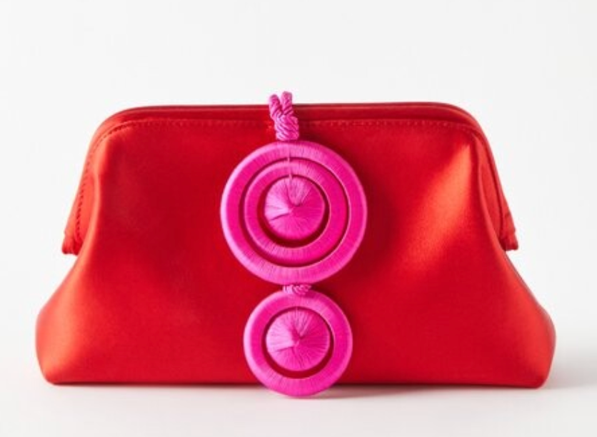 Serena Uziyel Red and Pink Silk Clutch silk/satin