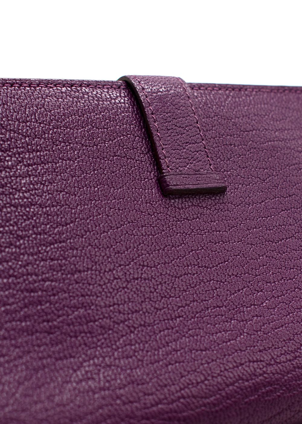 Preowned Hermes Purple Bearn Wallet with Gold Hardware leather