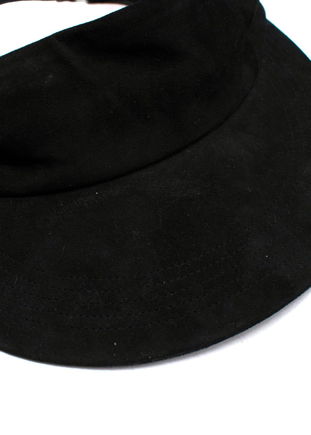 Men's Preowned Fear of God Black Suede Visor Cap leather