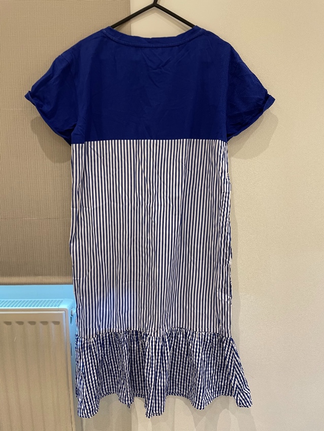 Preowned Claudie Pierrot Striped Panel Dress Size S Blue cotton