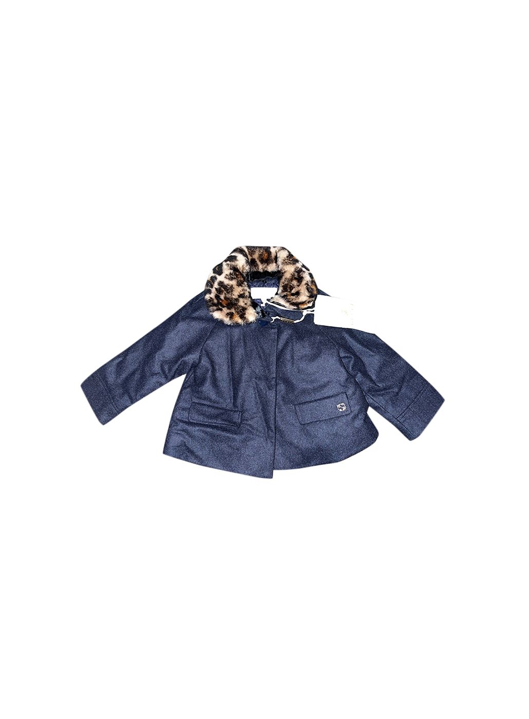 Boys Gucci Navy wool faux leopard collar coat Size 9-12 Months