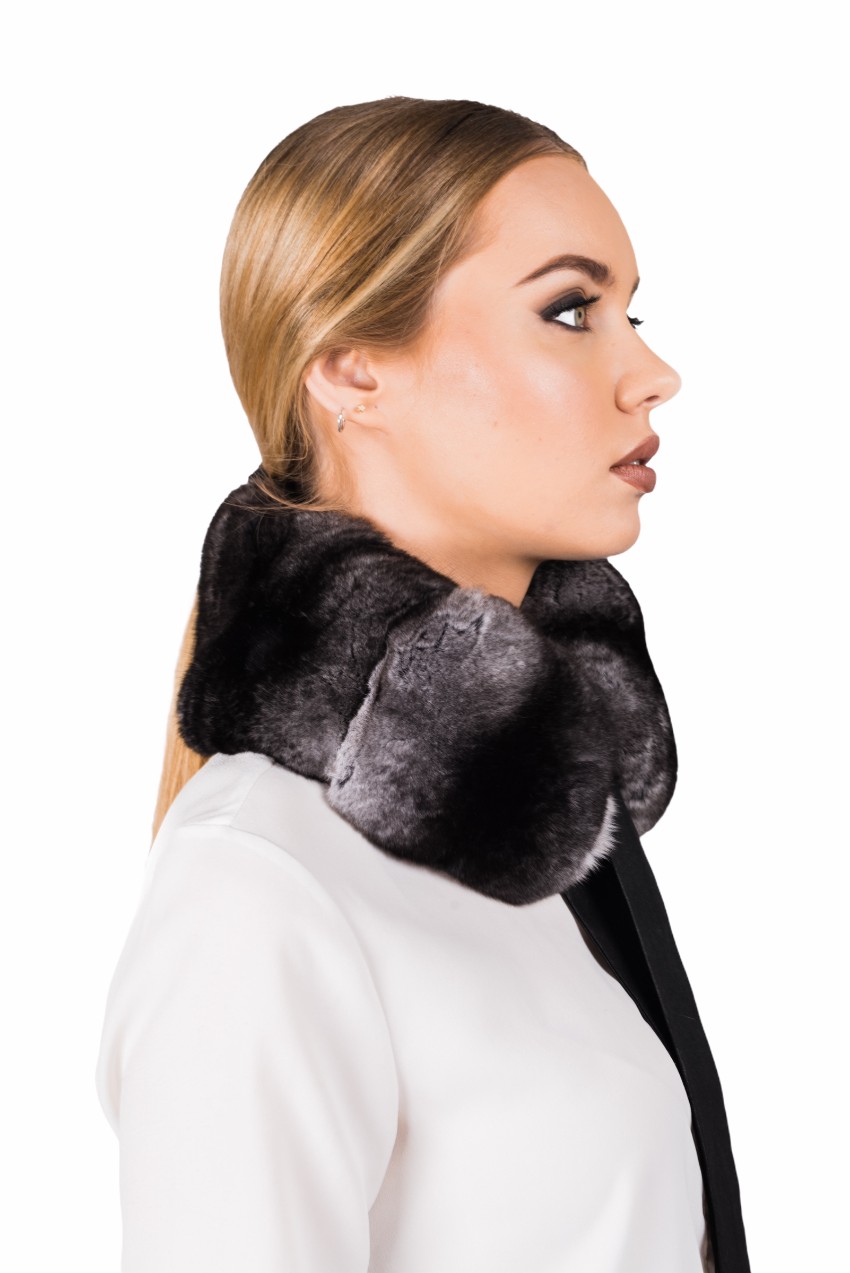 FurbySD Chinchilla Fur Collar/Stole Black