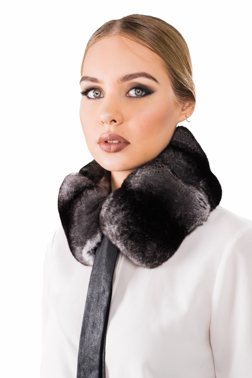 FurbySD Chinchilla Fur Collar/Stole Black