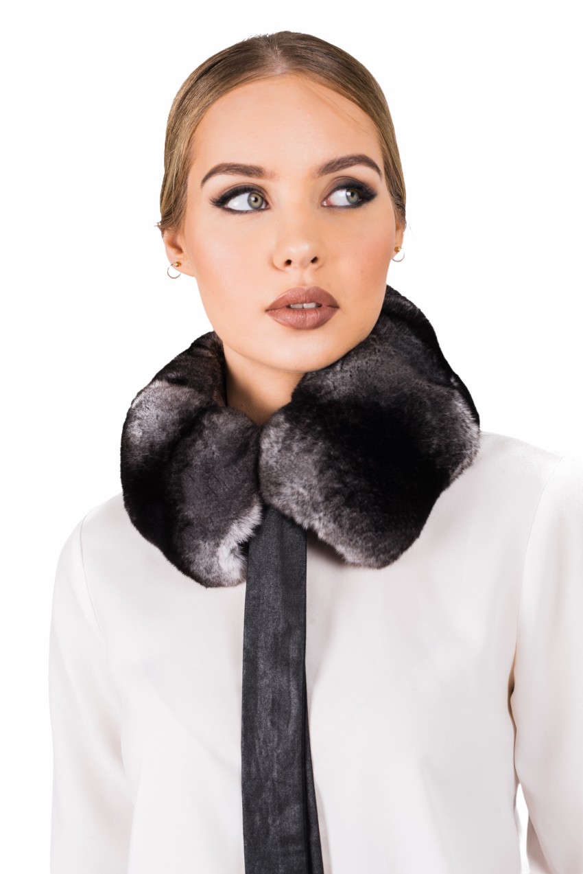 FurbySD Chinchilla Fur Collar/Stole Black