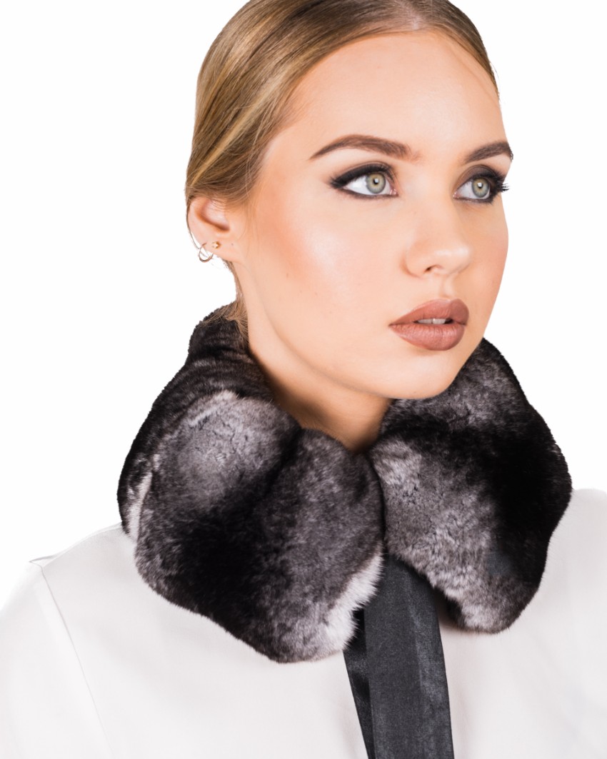 FurbySD Chinchilla Fur Collar/Stole Black