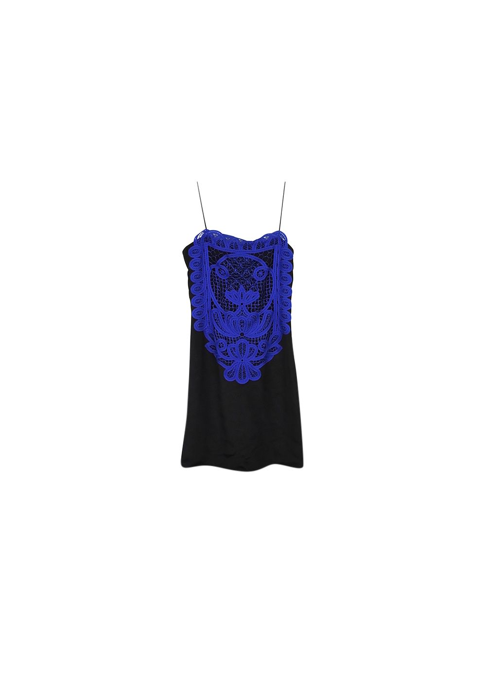 Victoria Beckham Blue  Black Lace Silk Mini Dress Size XS