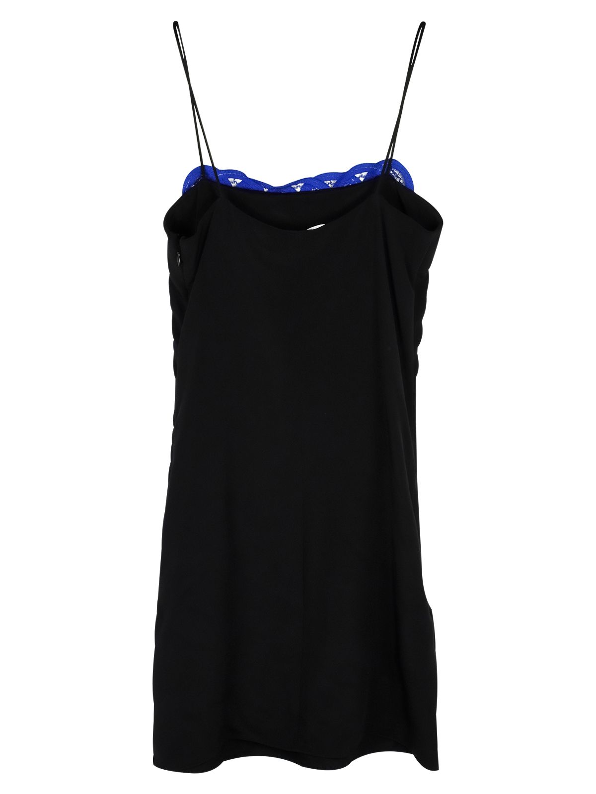 Victoria Beckham Blue  Black Lace Silk Mini Dress Size XS