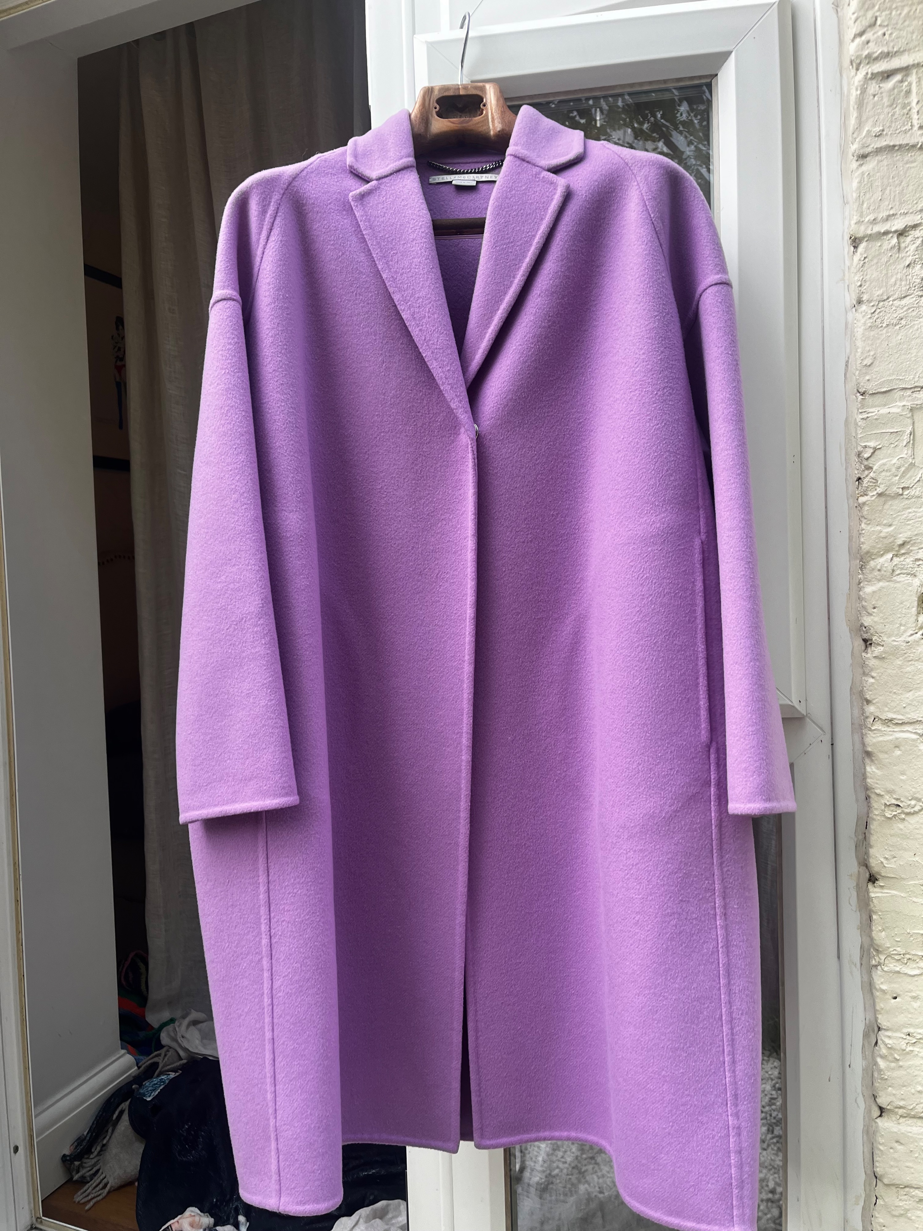 Preowned Stella McCartney Purple Wool Overcoat Size L Lilac