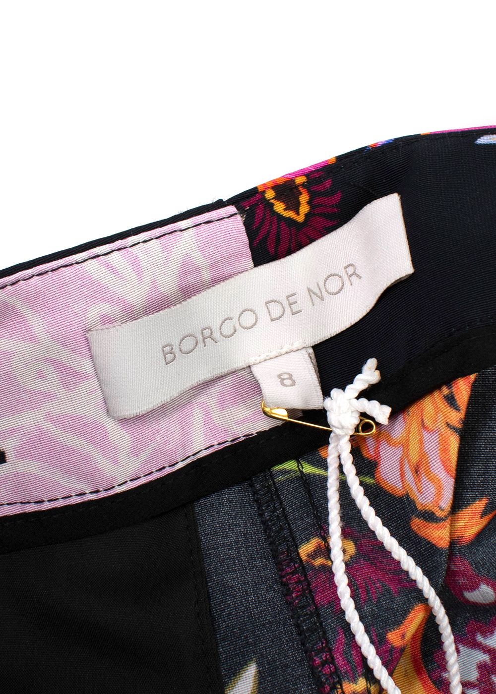 Borgo De Nor Morgan Taffeta Jardin Black Trousers Size XS Floral / Patterned cotton