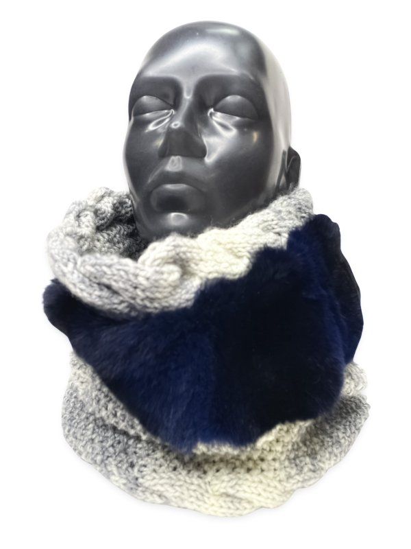 FurbySD Merino Wool  Chinchilla Fur Snood Grey