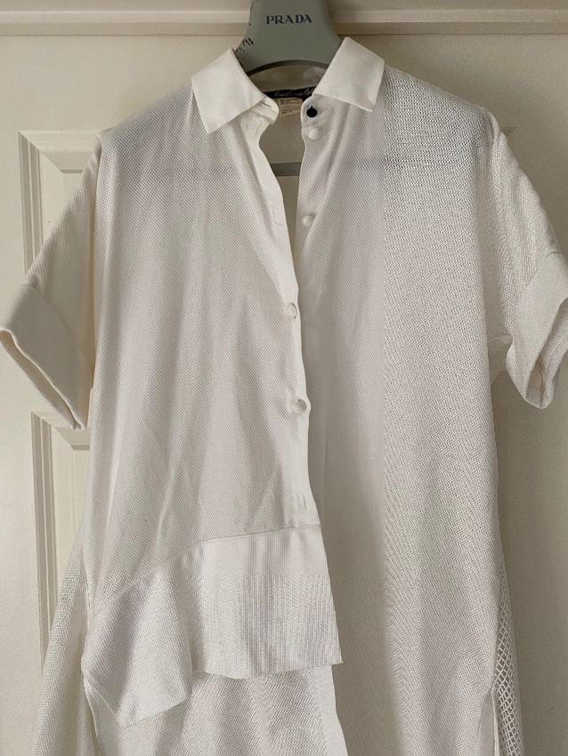 Preowned Lena Lumelsky White Cotton Demi Shirt Dress Size M