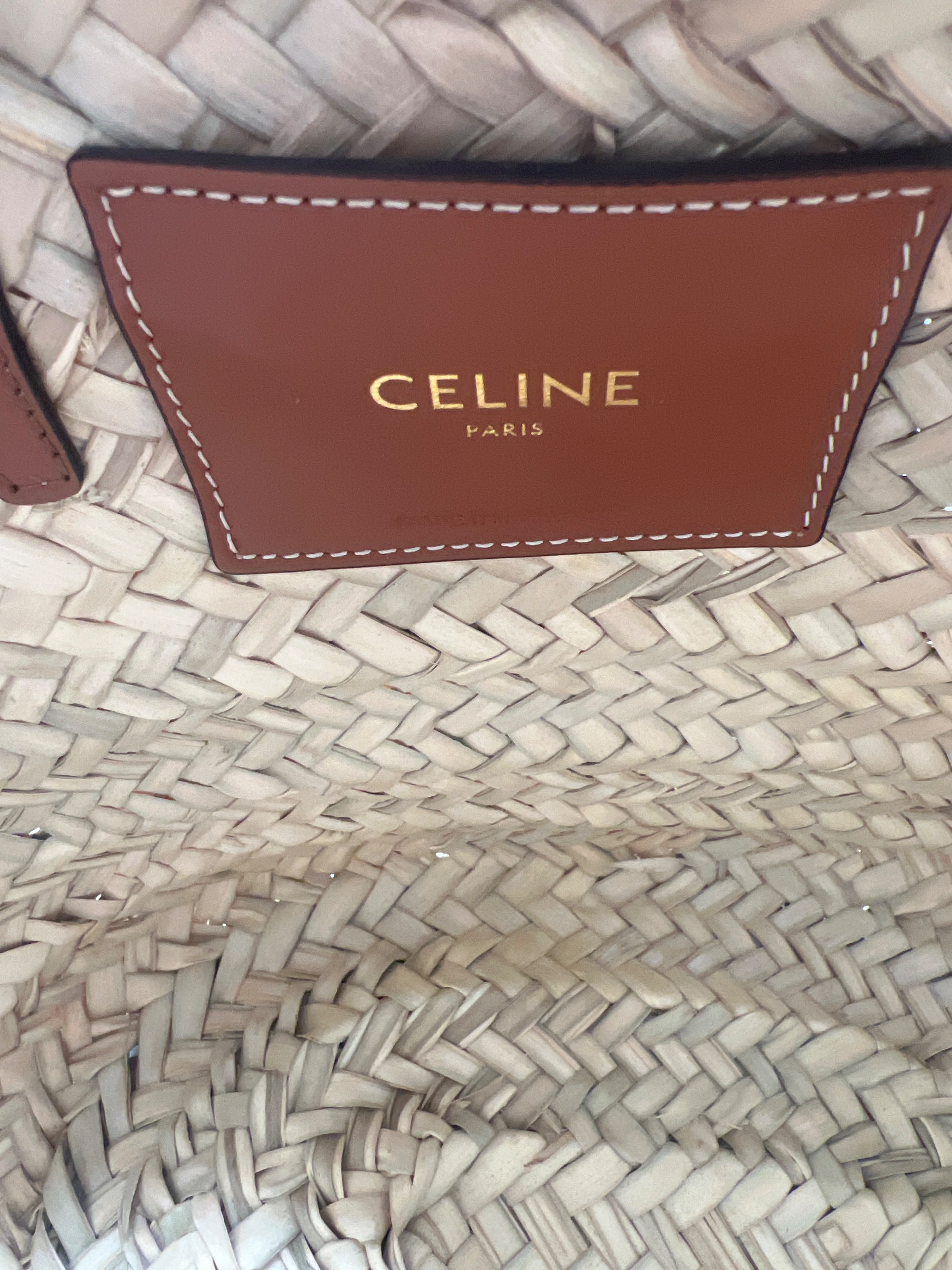 Preowned Celine Limited Edition Heart Raffia Basket Bag Size S Cream straw