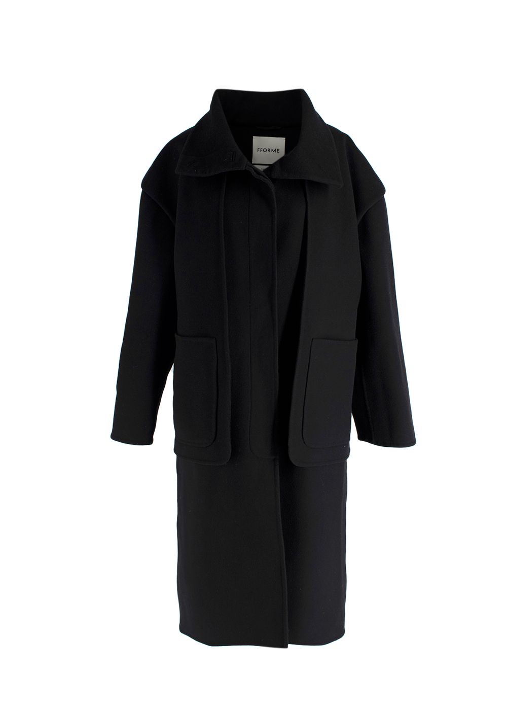 Preowned FFORME Black Wei Layered Wool Maxi Coat Size XS