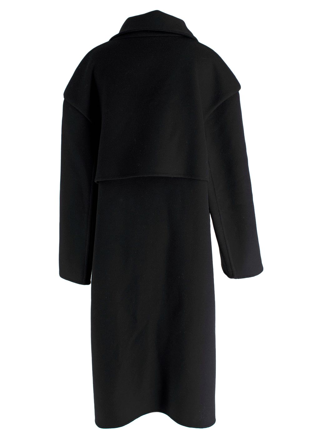 Preowned FFORME Black Wei Layered Wool Maxi Coat Size XS