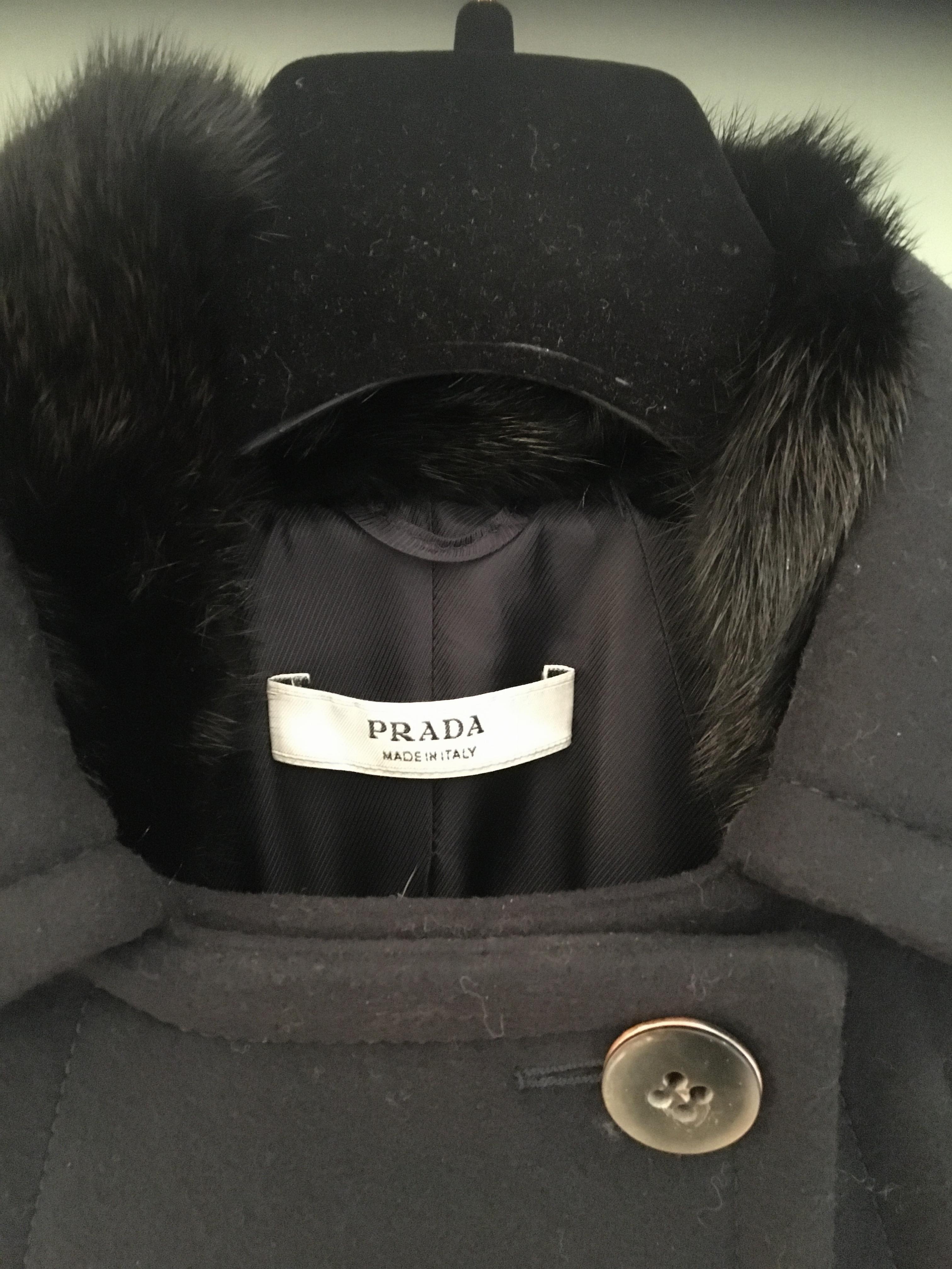 Preowned Prada Black Mink Fur  Crystal Embellished Black Coat Size XS