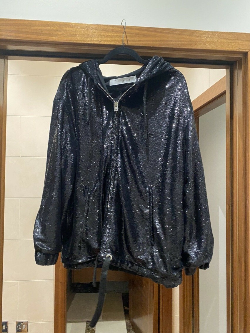 IRO Dory Sequin Oversized Jacket Size S Black