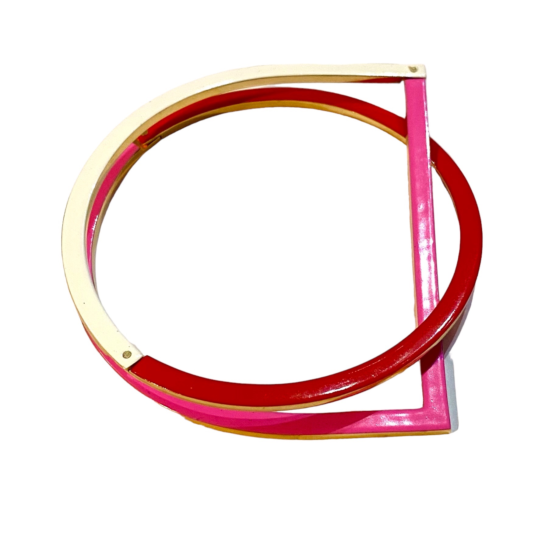 Bespoke Angular Spiral Bracelet Pink Red white Gold gold metal