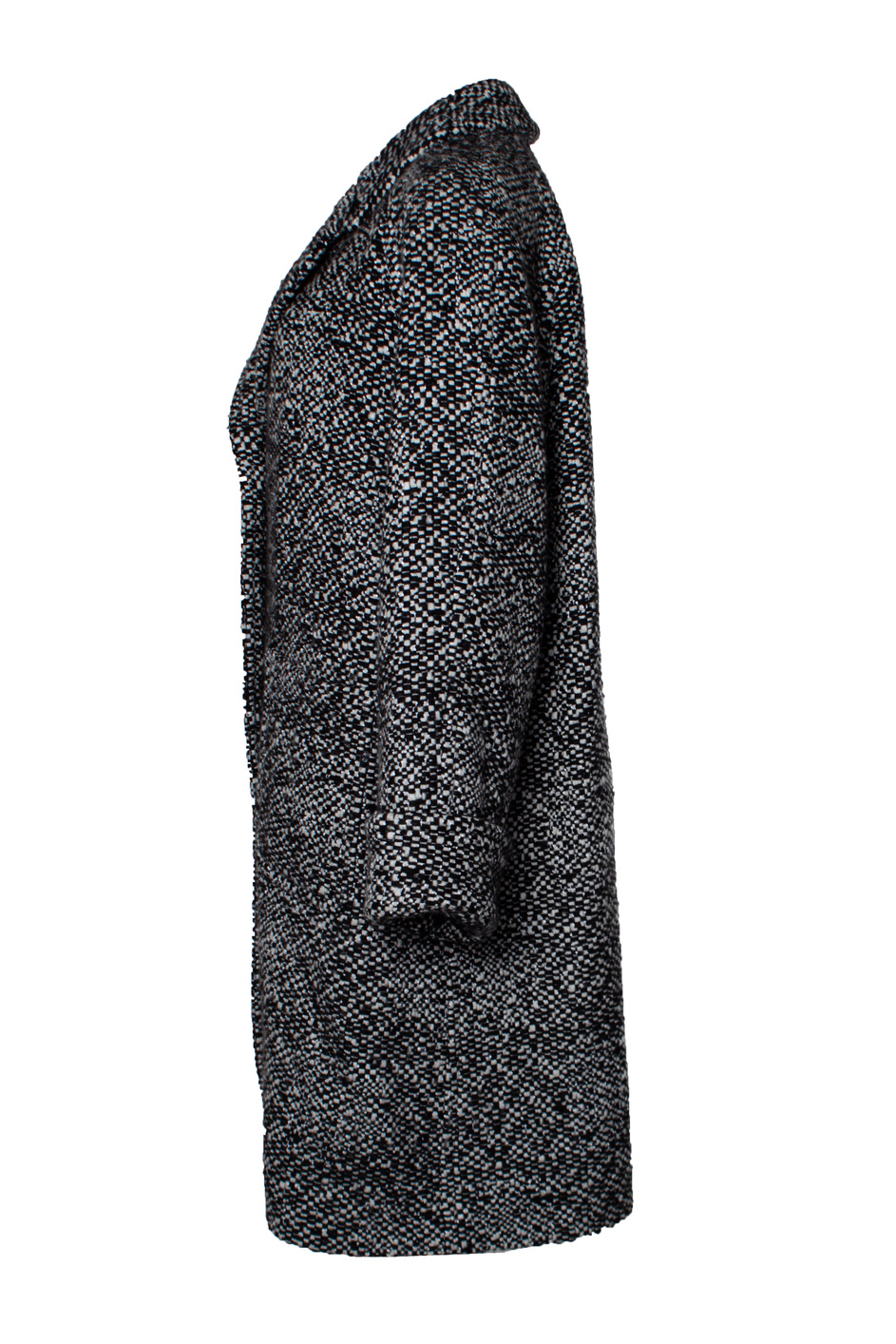 Preowned Chanel 20A Black and White Tweed Wool Coat Size 40 wool/hair