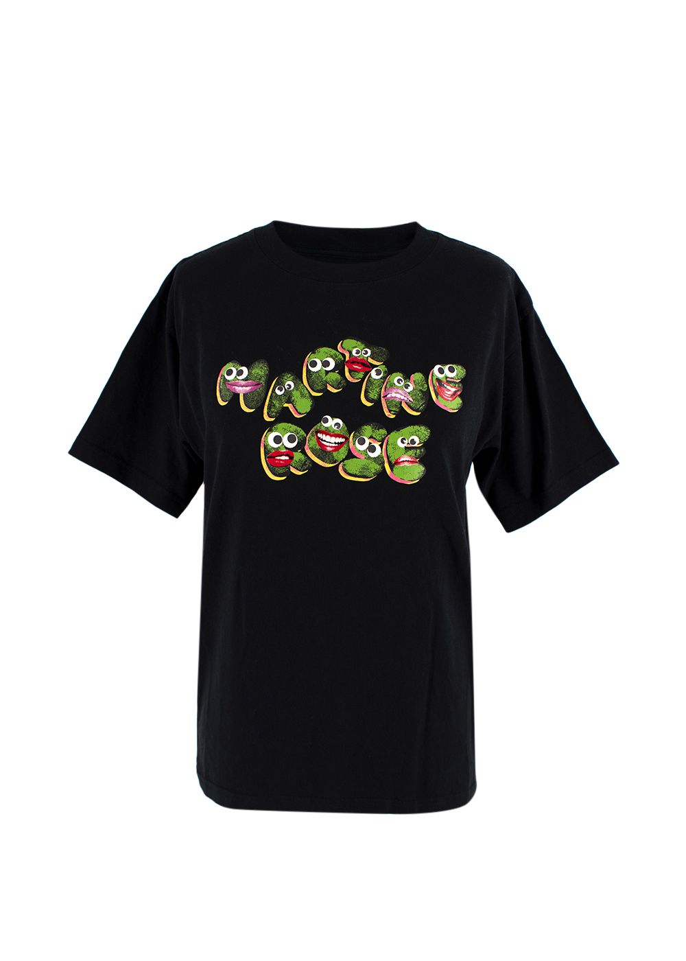 Boys Martine Rose Kids Black Cartoon Print  Logo T-Shirt Size 6 Years + black green cotton