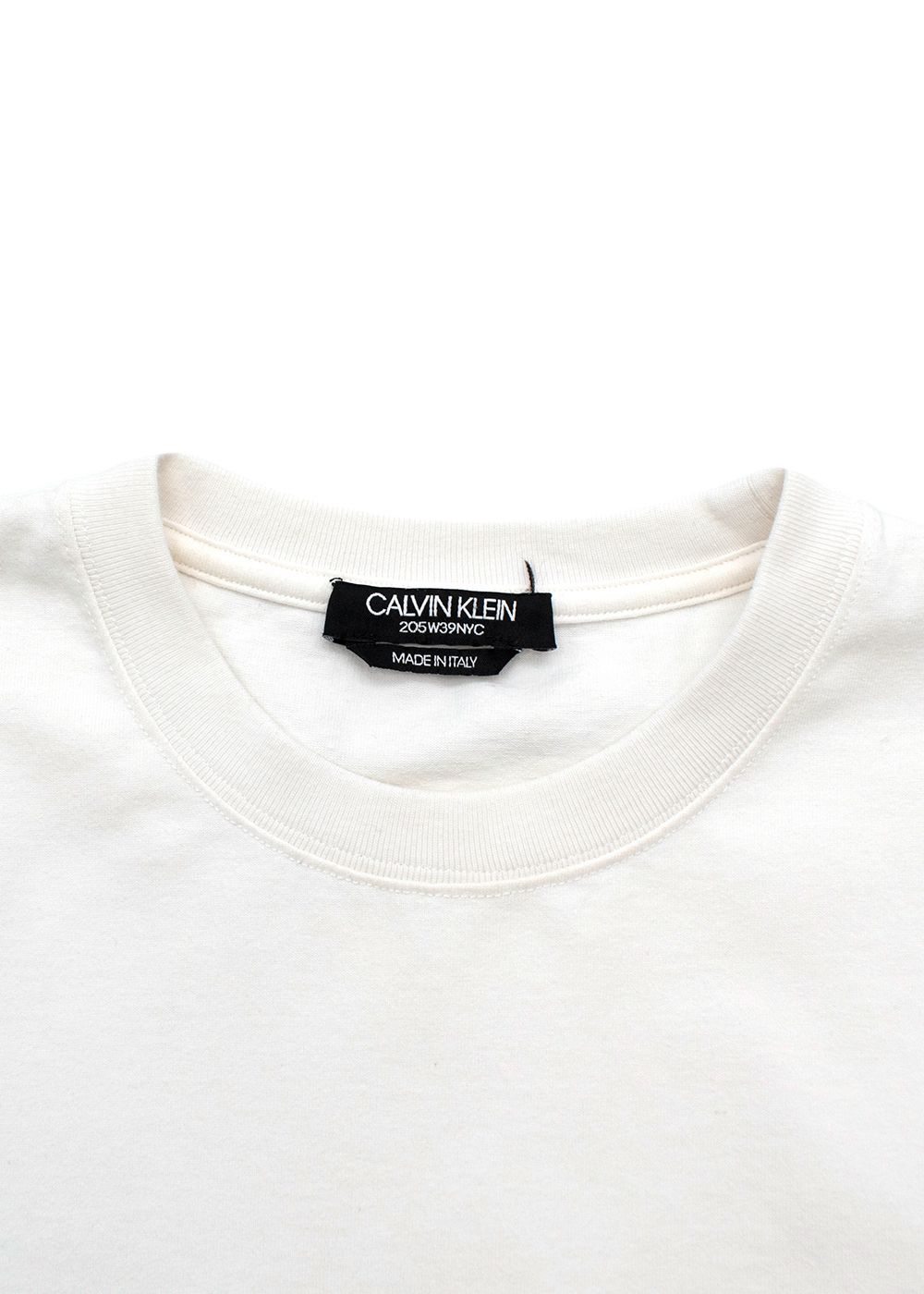 Preowned Calvin Klein 205W39NYC white cotton jersey embroidered T-shirt Size M