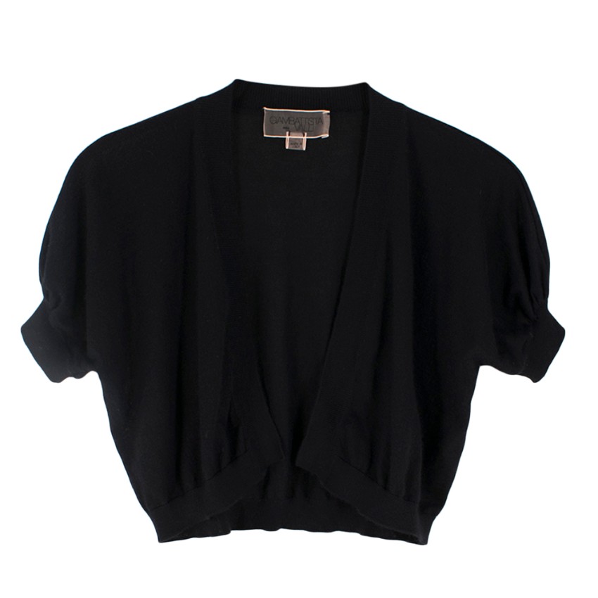 Giambattista Valli Cropped Cashmere Cardigan Size M Black