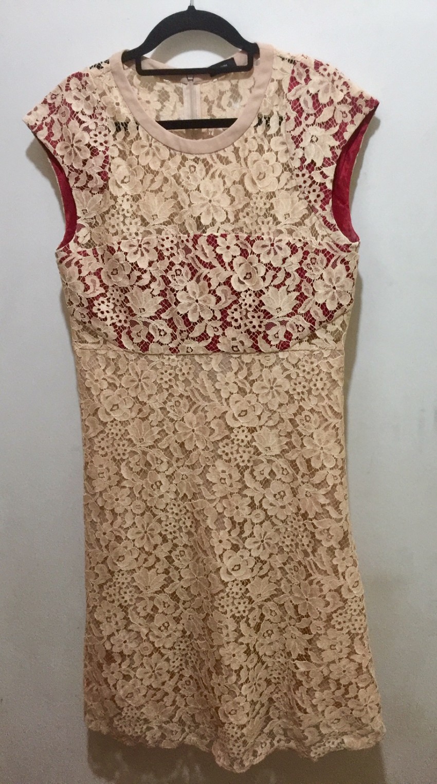 Preowned Joseph Nude Lace Detailed Frances Dress Size M Pink