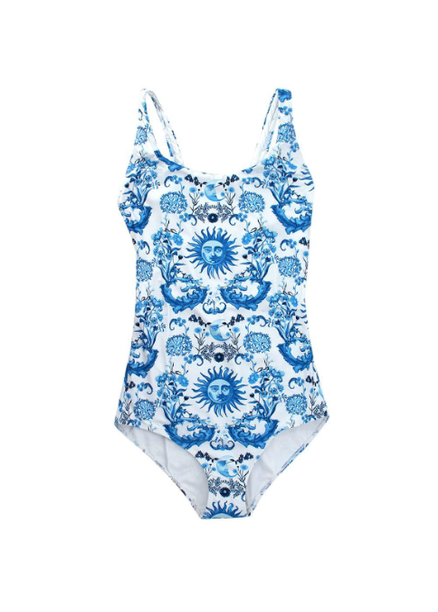 Borgo De Nor x Talia Collins Blue Electra Classic Swimsuit Size XS Blue / white recycled polyamide/elastane