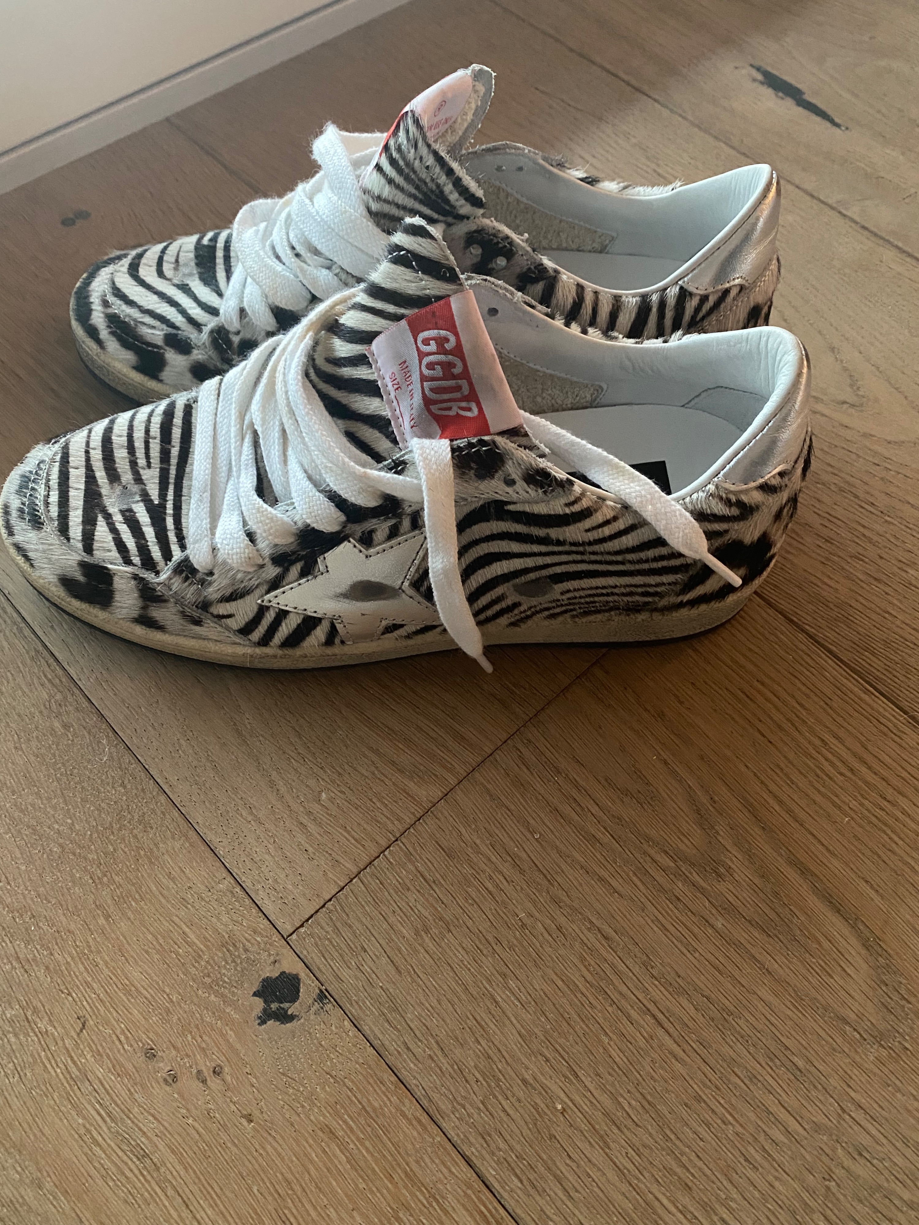 Golden Goose Ballstar Zebra Print Trainers Size 36 Zebra, Brown, cream, sliver pony hair