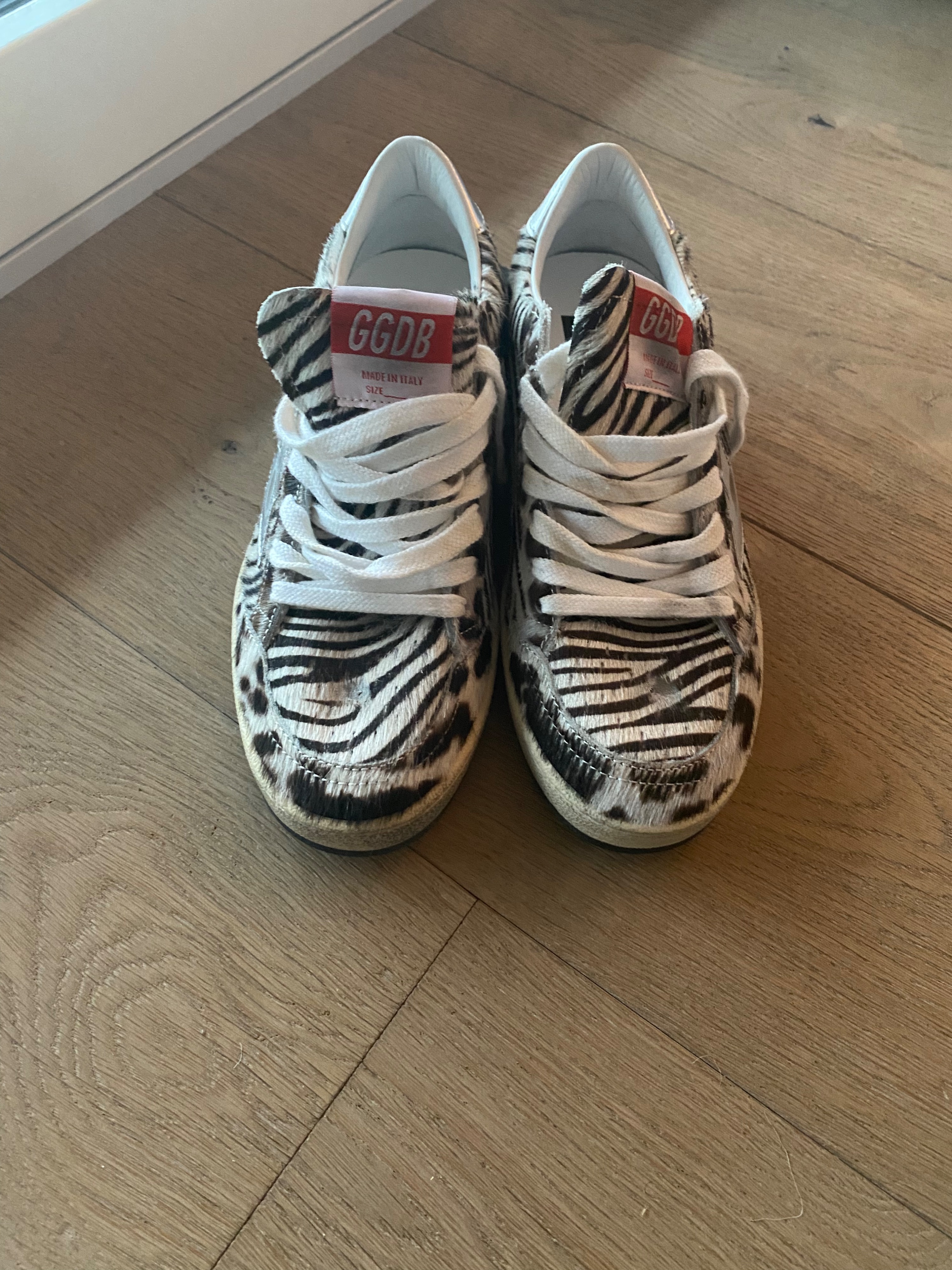 Golden Goose Ballstar Zebra Print Trainers Size 36 Zebra, Brown, cream, sliver pony hair