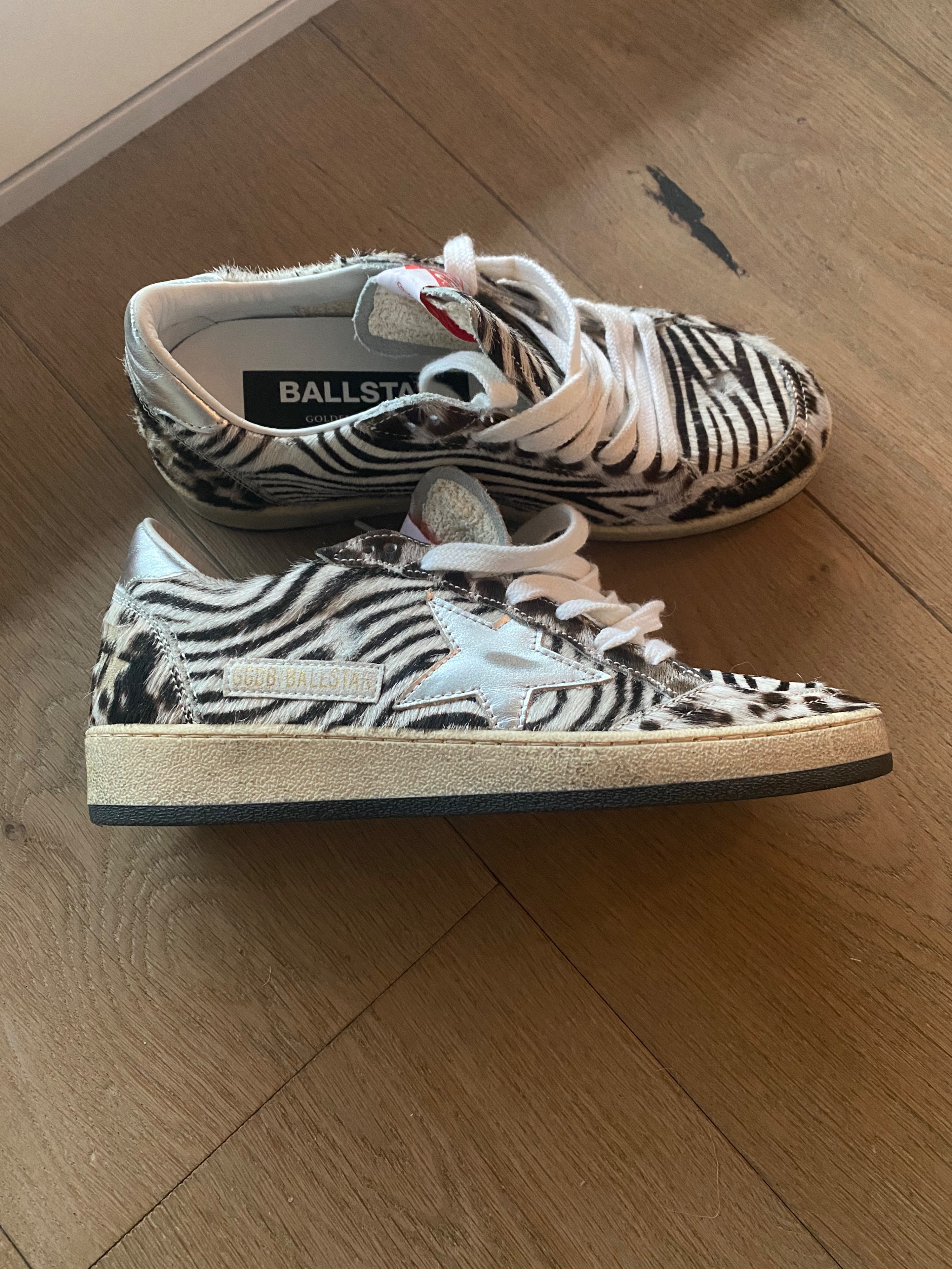 Golden Goose Ballstar Zebra Print Trainers Size 36 Zebra, Brown, cream, sliver pony hair