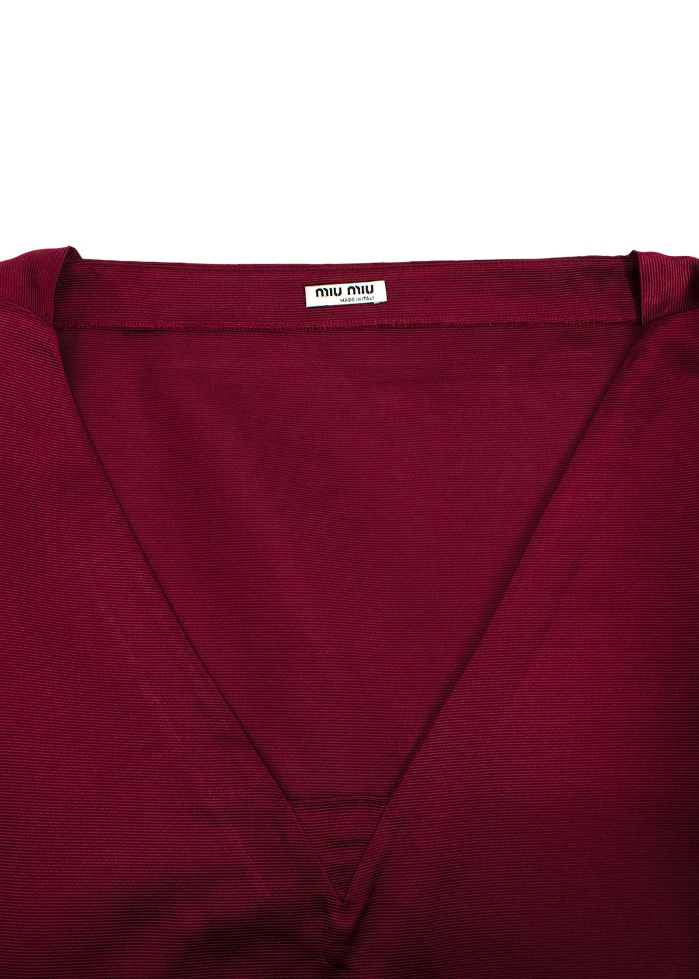 Miu Miu Burgundy Silk V-Neck Blouse Size S sponge