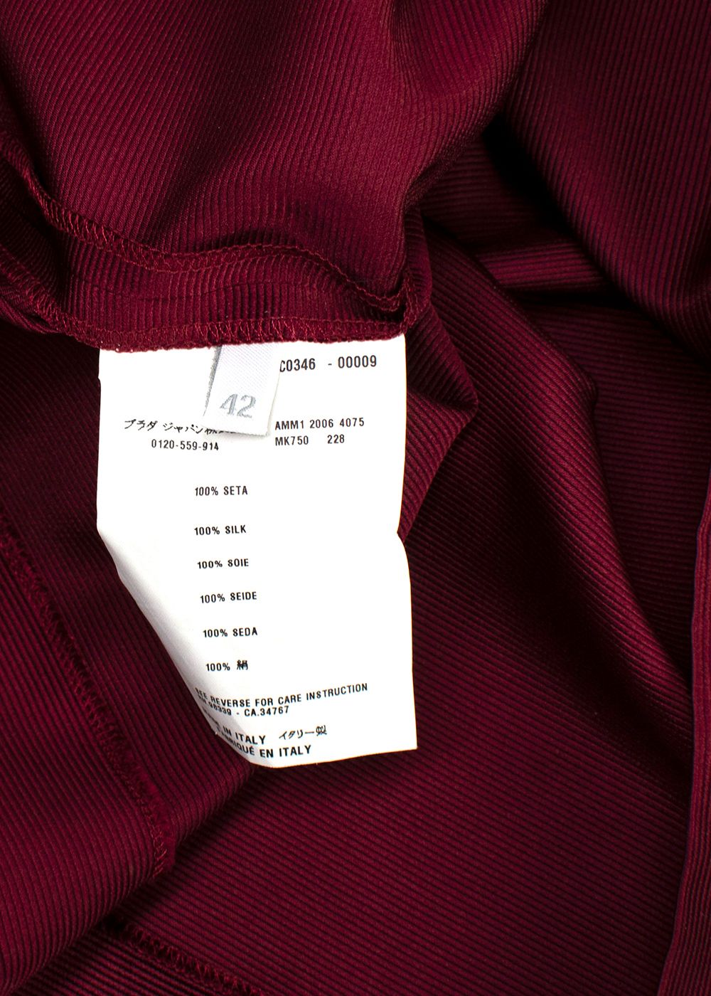 Miu Miu Burgundy Silk V-Neck Blouse Size S sponge