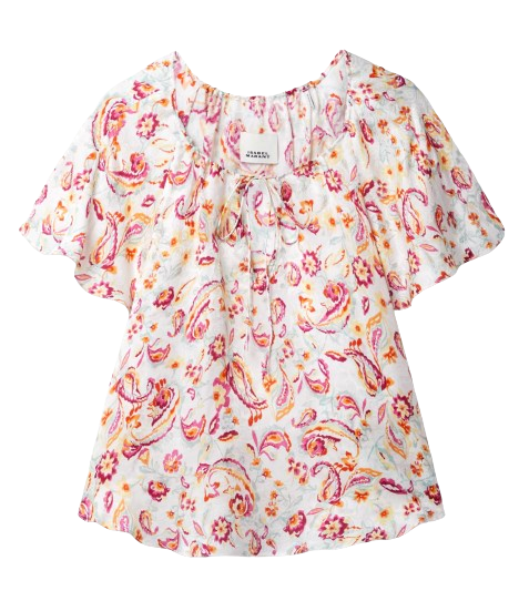 Isabel Marant Penelope Floral Printed Satin Top Size M Multi viscose/silk