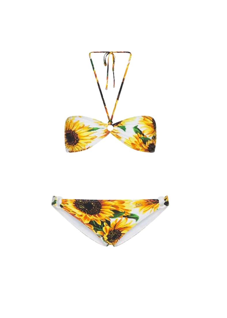 Dolce  Gabbana Sunflower Printed Two Piece Bikini Size S Yellow nylon/elastane