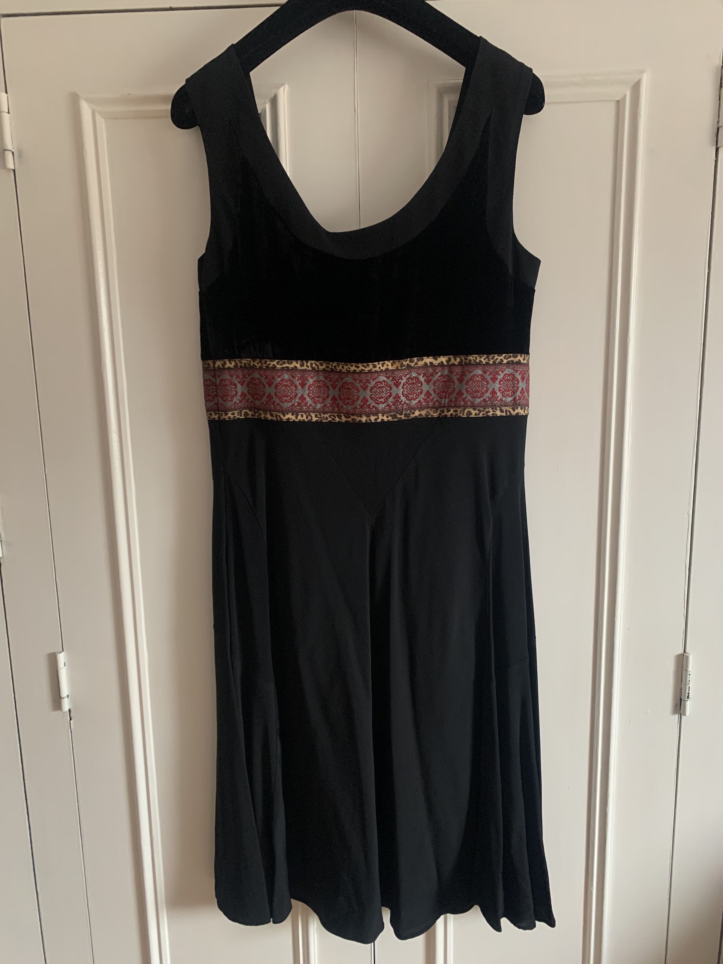 Galliano Black Satin Embroidered Dress Size M