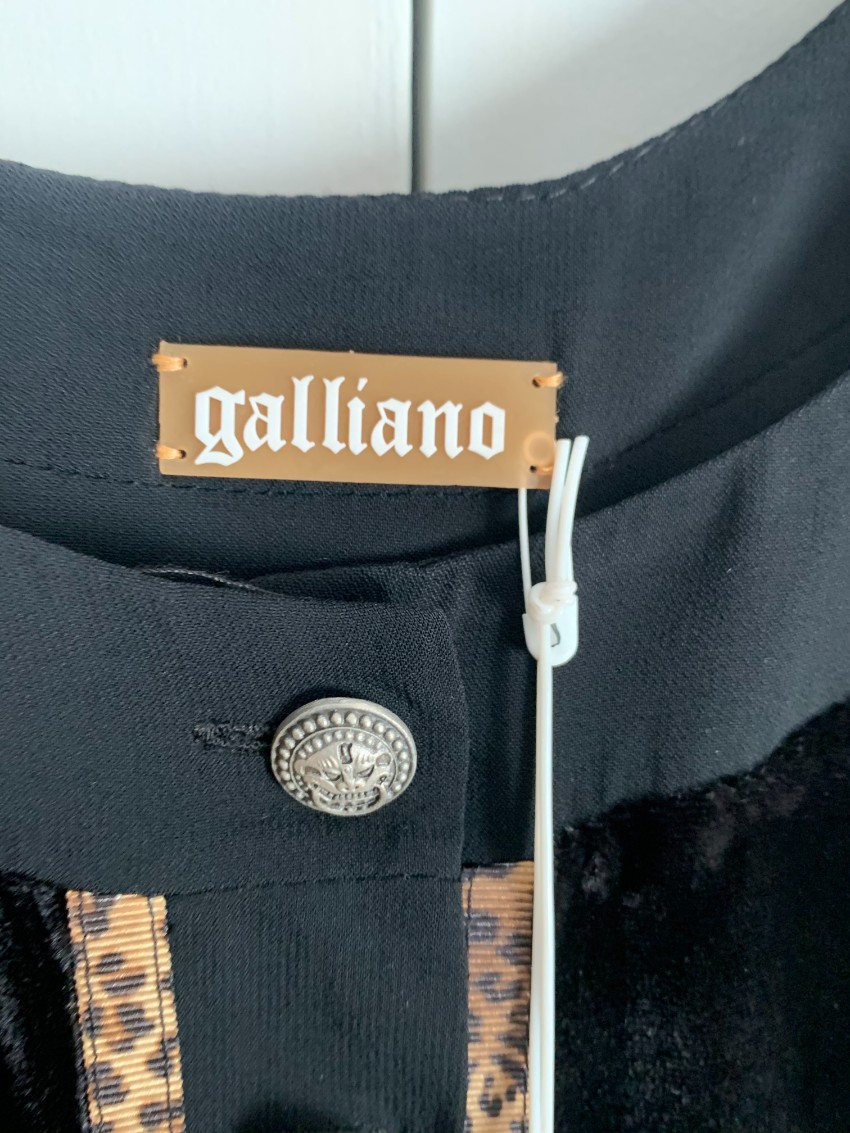 Galliano Black Satin Embroidered Dress Size M