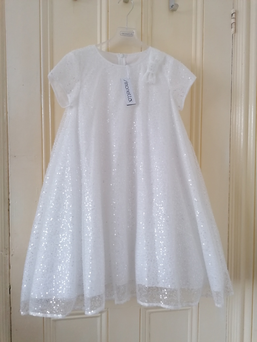 Boys Simonetta White Sequin Embellished Girls 10Y Dress Size 10 Years + mix fabric