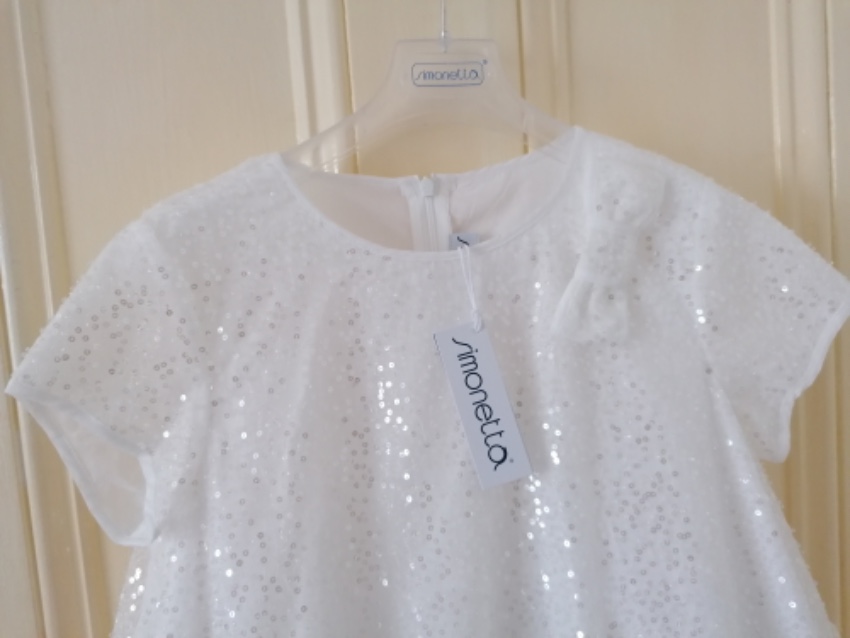 Boys Simonetta White Sequin Embellished Girls 10Y Dress Size 10 Years + mix fabric