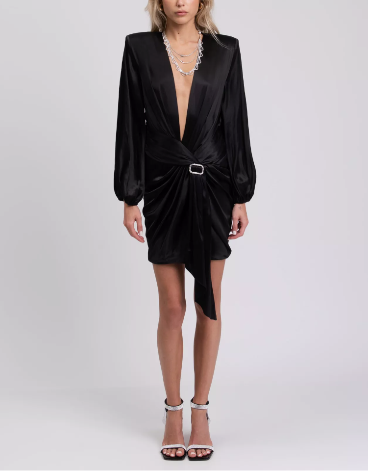 Alexandre Vauthier SBlack atin Mini Dress Size M Black silk