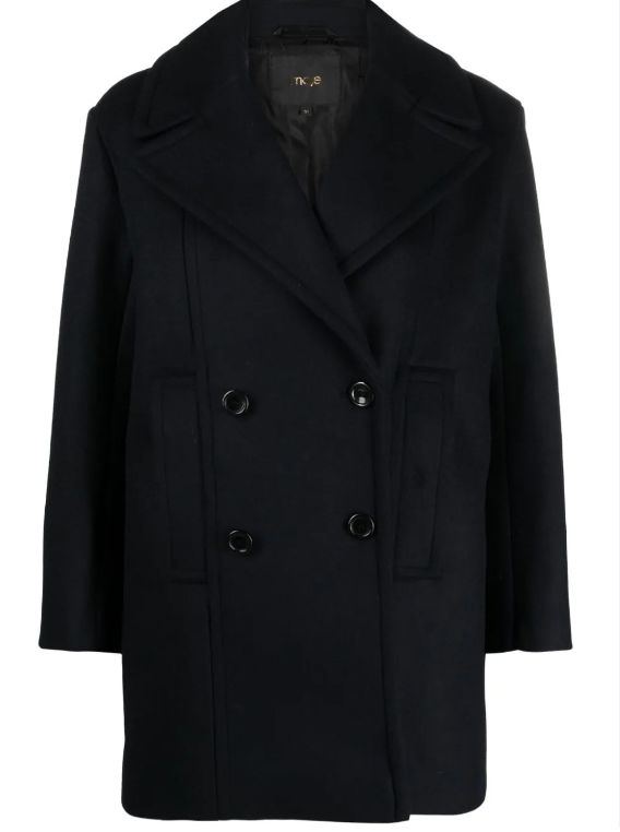 Maje Navy Blue Pea Coat Size XXS wool