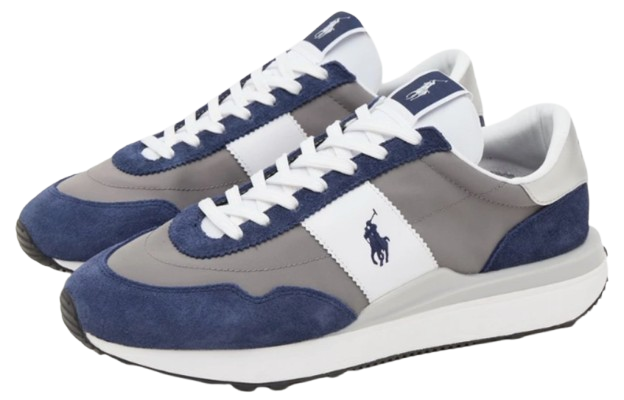 Men's Polo Ralph Lauren Train 89 Trainers Size 46 White and Navy upper/leather/polyester