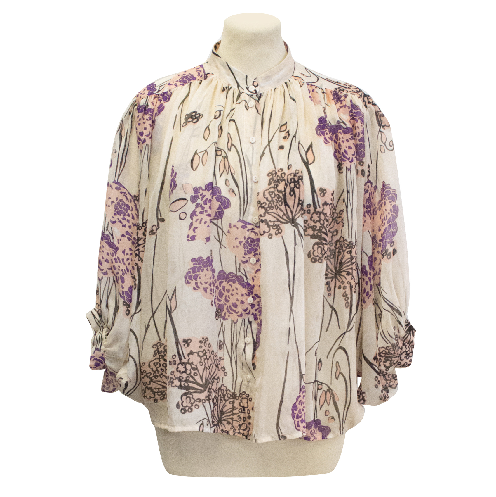 Designers Remix Charlotte Eskildsen cape sleeve floral shirt Size S