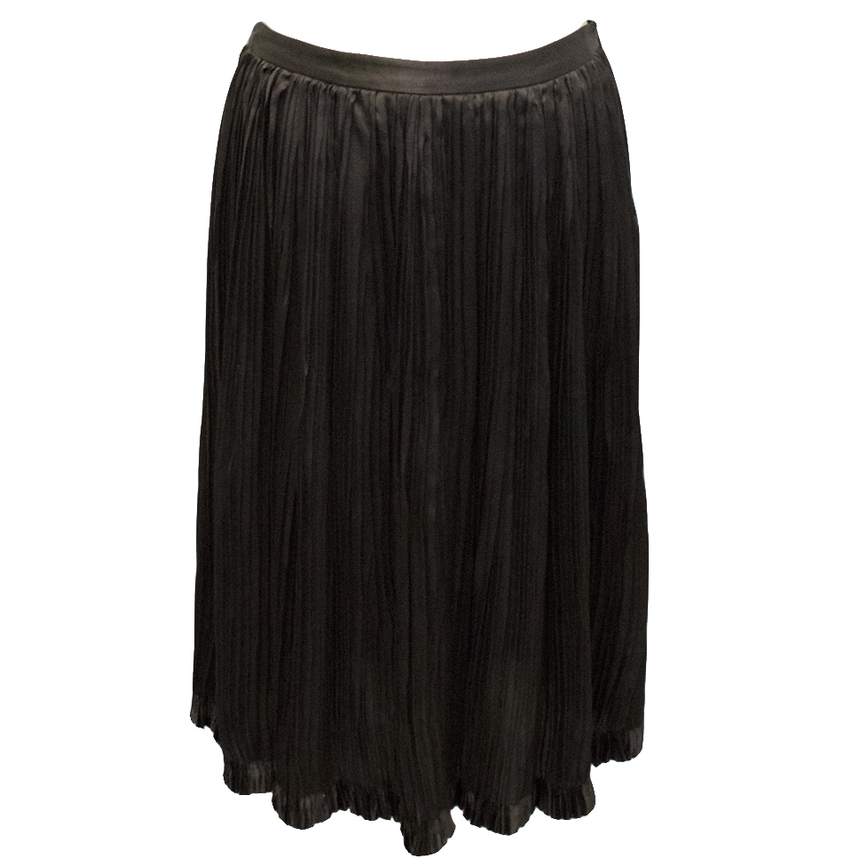 Preowned Derek Lam chocolate brown pleated skirt Size S Tan/Brown silk